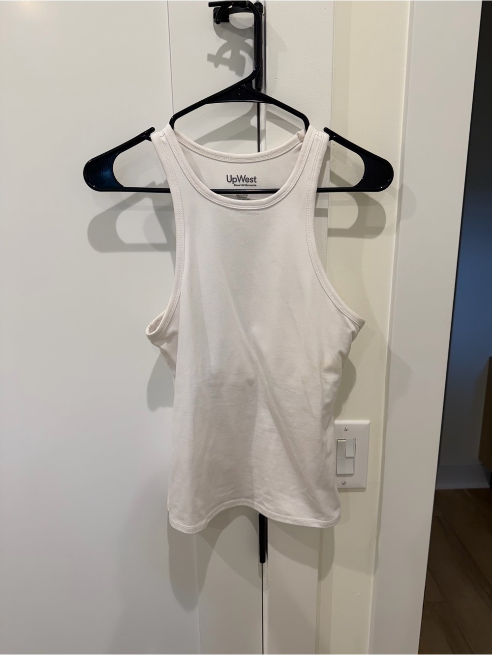 UpWest Cream Ribbed High-Neck Tank Top
